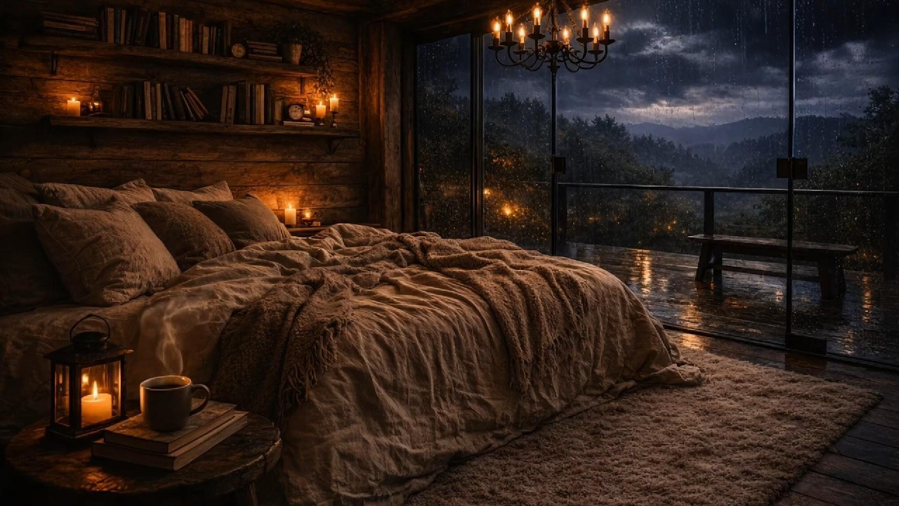 Heavy Rain on Cabin Roof for Sleeping • 3 Hours of Soothing Rain Sounds for Focus