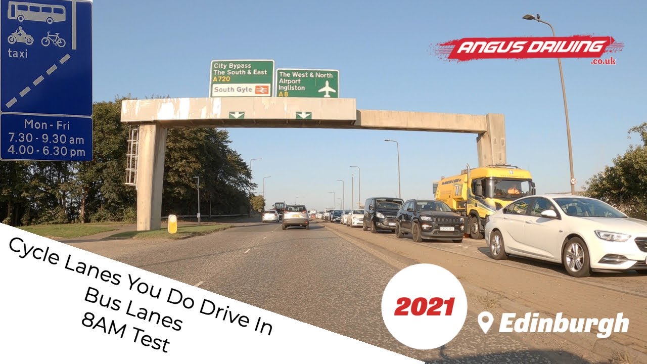 Edinburgh Currie Driving Test Route 8 -2021-  Bus Lanes, Cycle Lanes You Drive In AngusDriving.co.uk