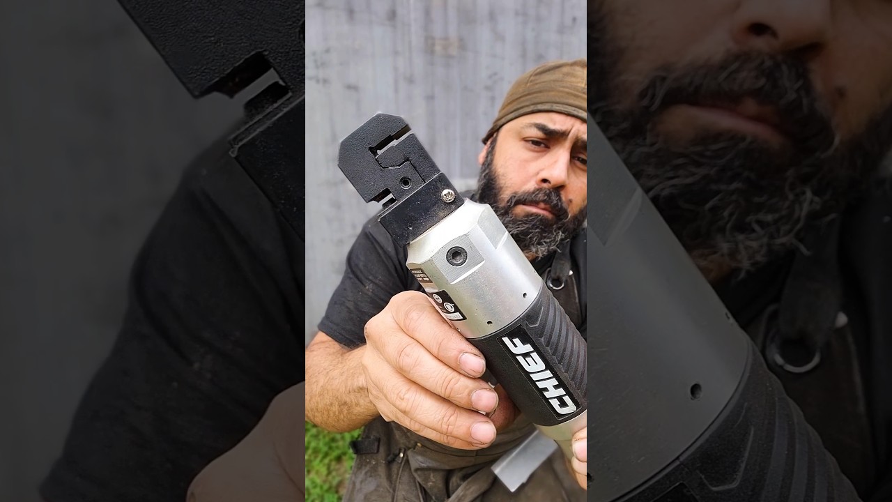 The pneumatic punch/flange  is a cheap and efficient tool that you want! #tools #harborfreighttools