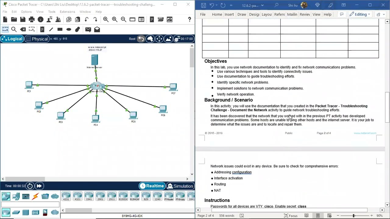 12.6.2 Packet Tracer - Troubleshooting Challenge - Use Documentation to Solve Issues @joy77772