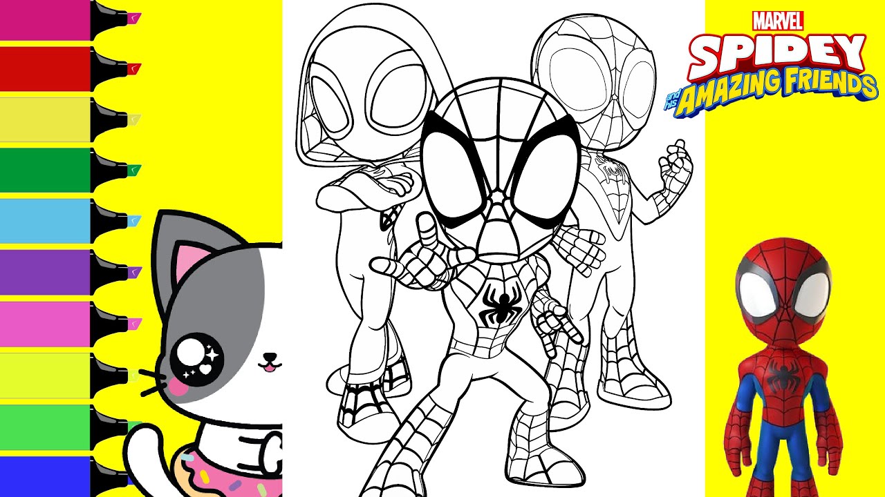 Coloring Marvel Spidey and His Amazing Friends Ghost Spider Spin Coloring Book | Sprinkled Donuts JR
