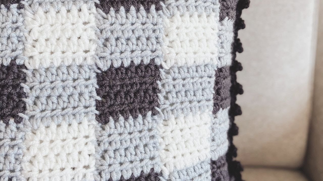 How to crochet an EASY pillow cover GINGHAM style | FREE PATTERN