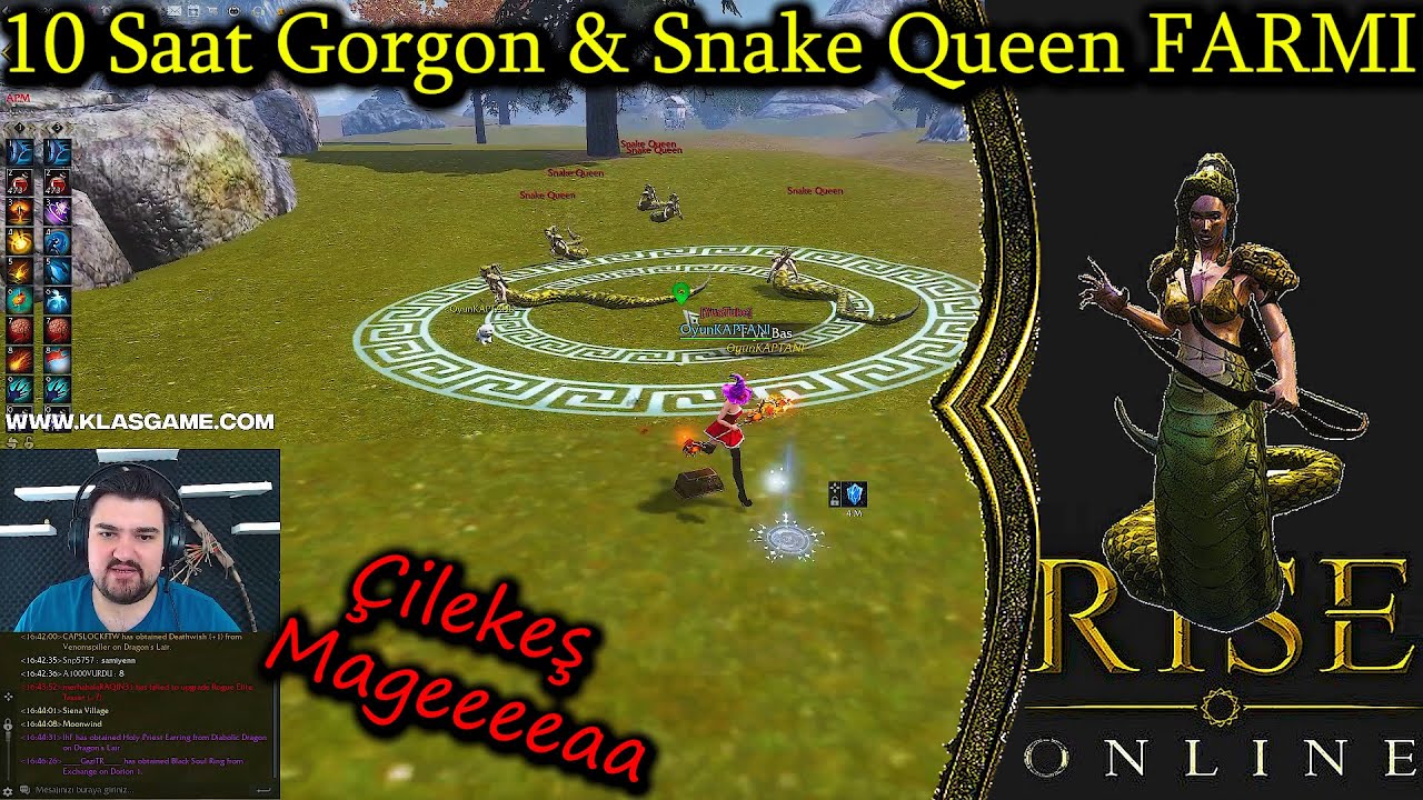 Rise Online 10 Saat Gorgon & Snake Queen FARMI & Oyun KAPTANI 85 LV CAP Farmı
