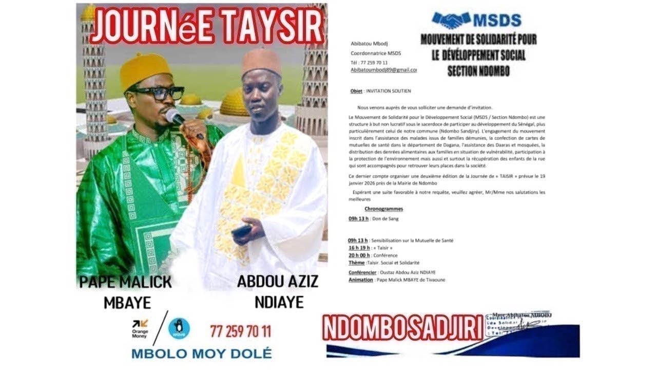 2ème édition de la journée de taïsir organisée par MSDS section Ndombo 19 janvier 2026