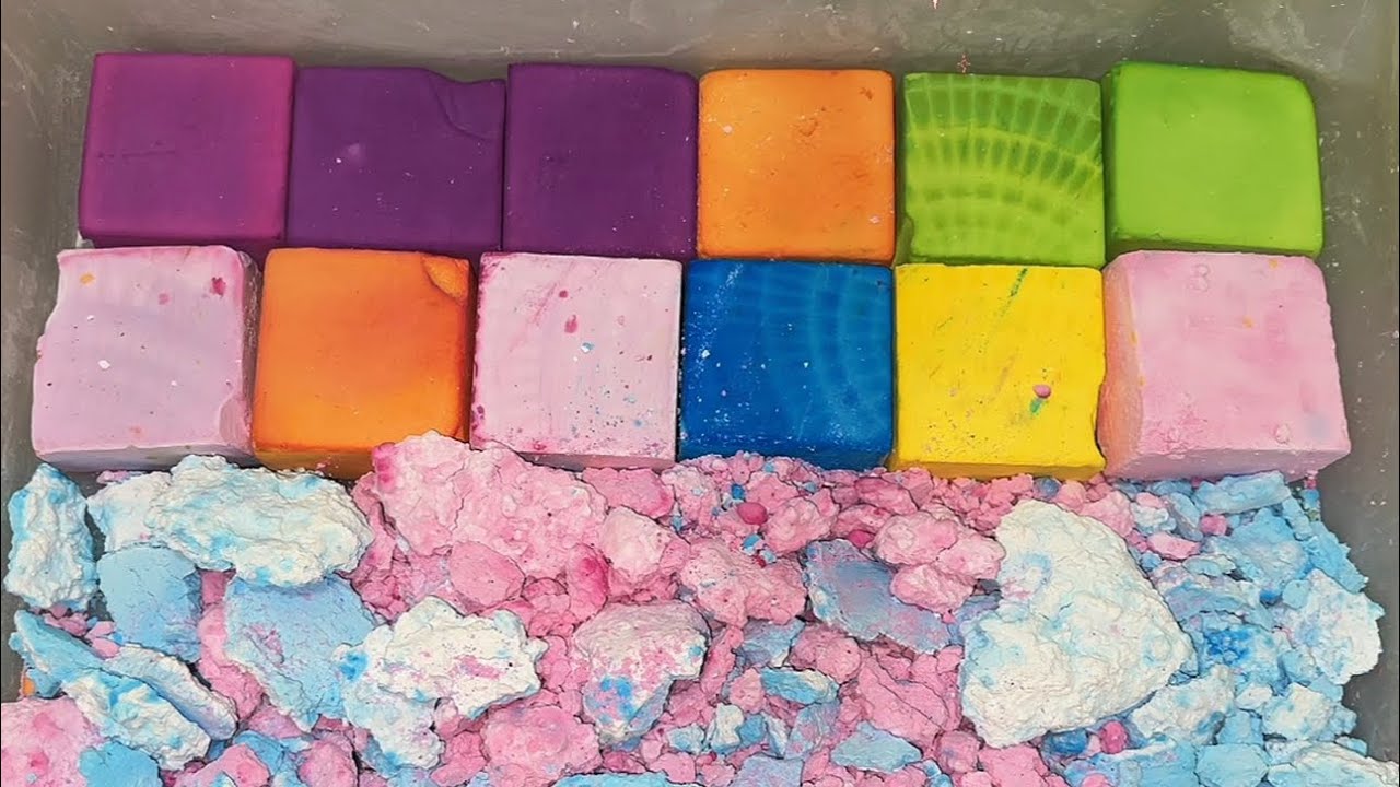 12 Color Chalk & Chalk Bread Crushing | Most Satisfying ASMR.