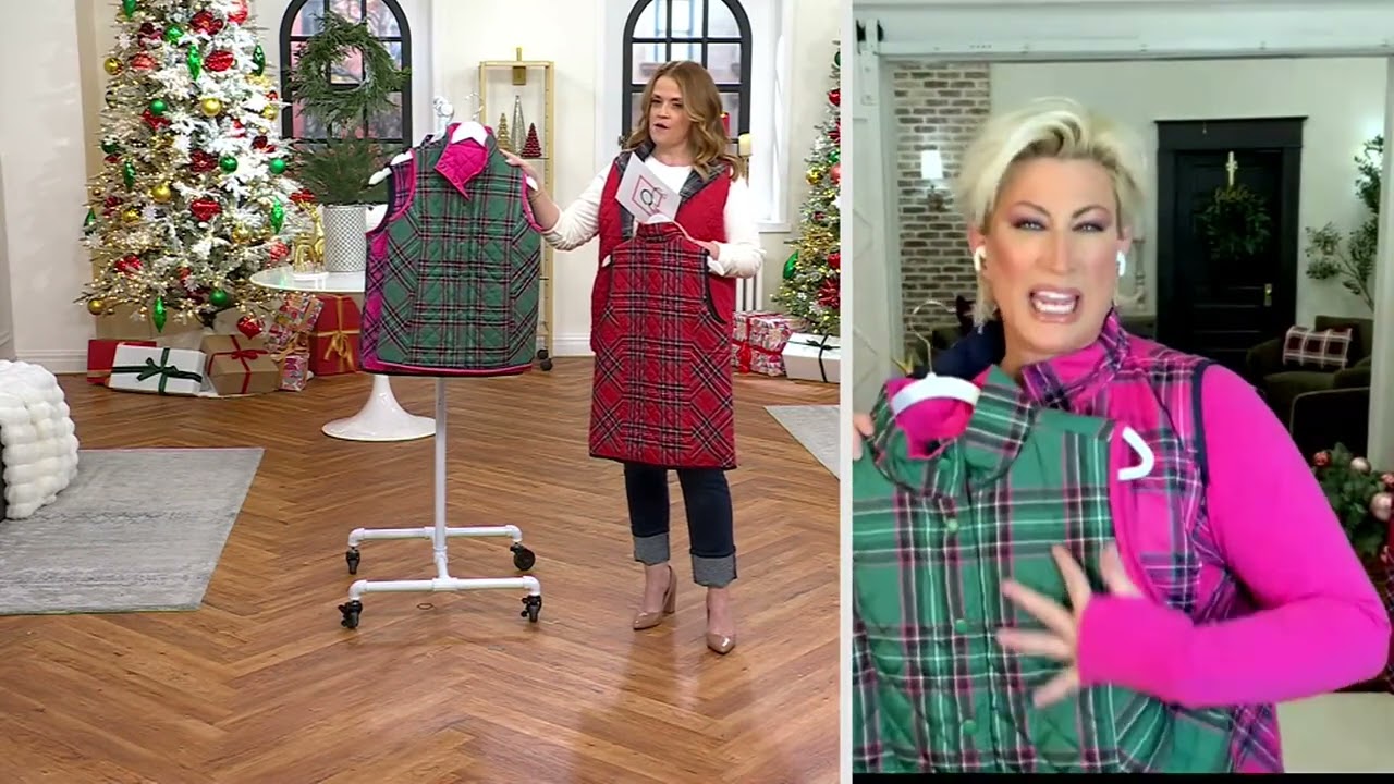 Jingle Belles by Kim Gravel Totally Tartan Reversibelle Vest on QVC