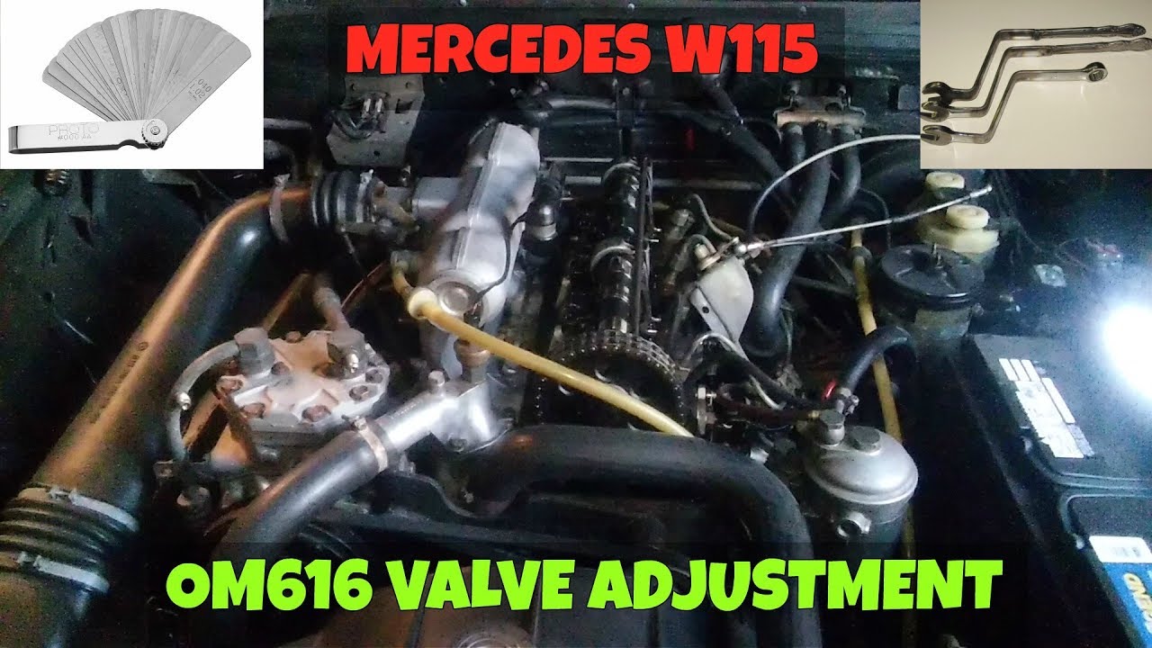 MERCEDES W115 240D VALVE ADJUSTMENT USING MY HOMEMADE SPECIAL WRENCHES!