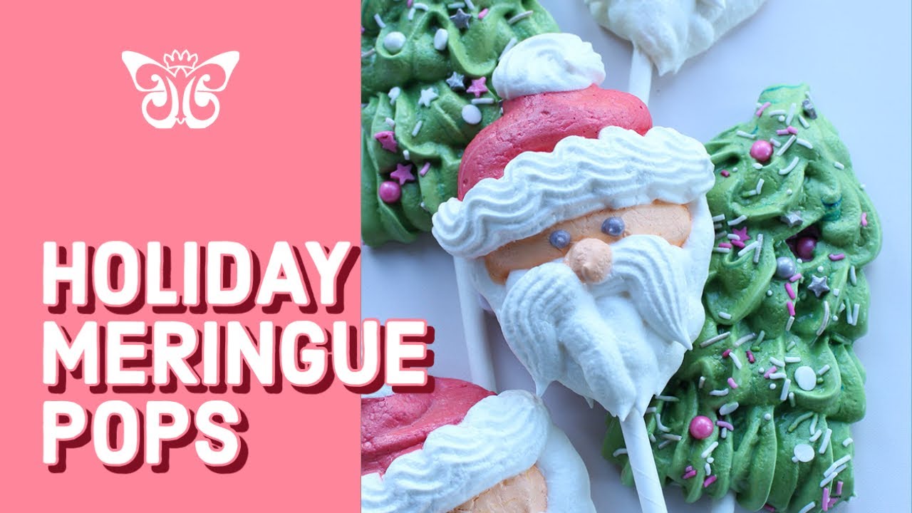 Holiday Meringue Pops - How to make Santa & Christmas Tree Meringue Pops