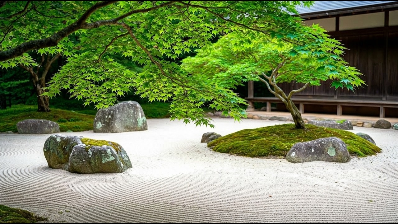Japanese Zen Garden Ambience 🌿 Peaceful Meditation Garden for Relaxation | 10 Hours
