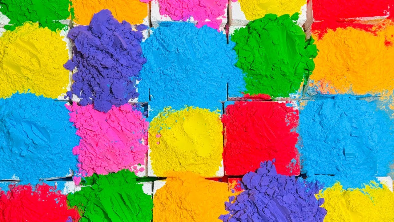 Squeaky Holi Powder Mini Mass Crush 🌈 | Homemade Gym Chalk | #squeakfest ✨ | ASMR