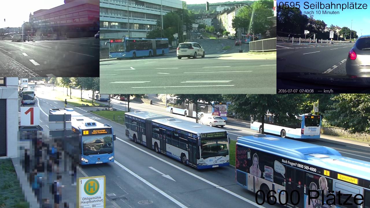 Seilbahn Wuppertal: Morgens am Kleeblatt und Ohigsmühle 07.07.2016 - mit Platzzähler