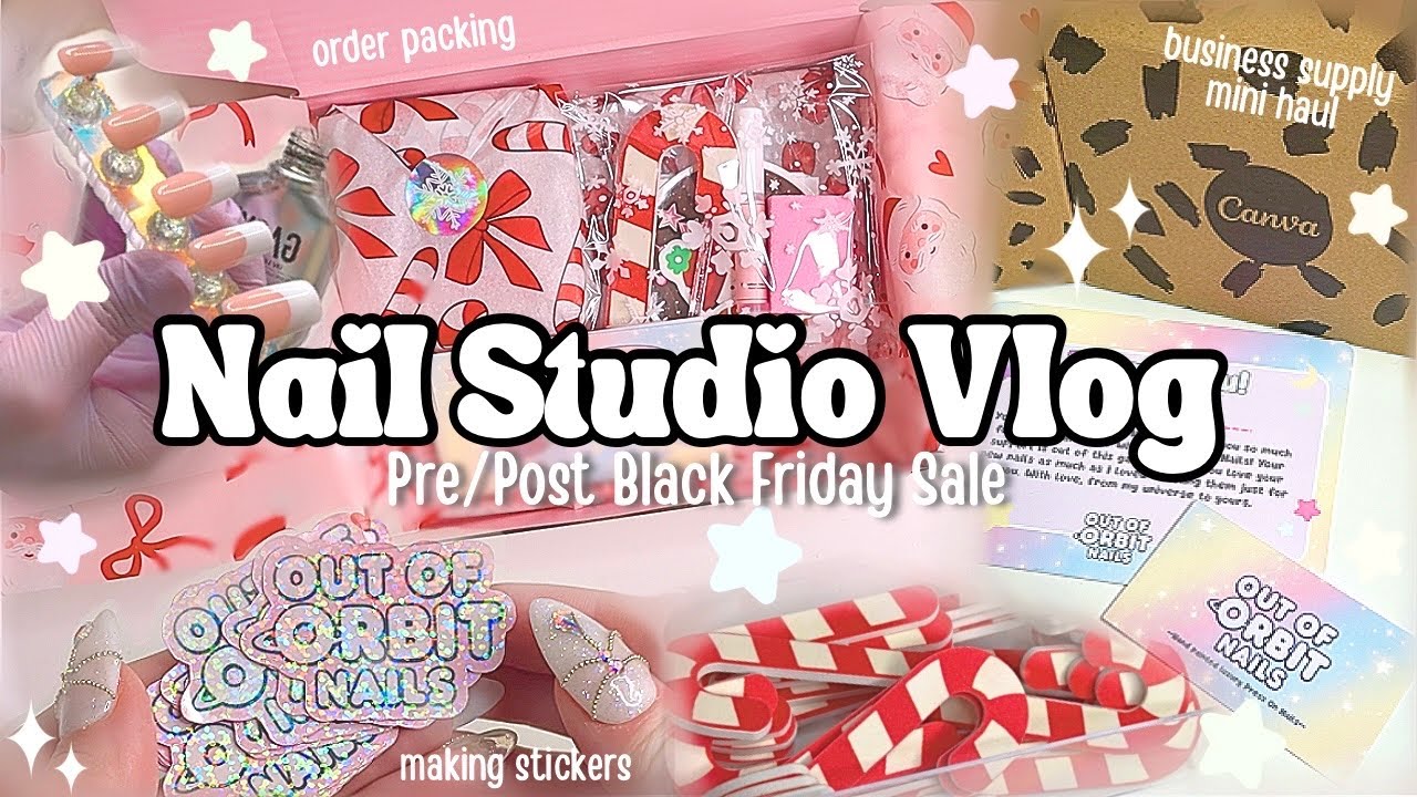 Press on Nail Business Studio Vlog 🛍️✨ Prepping for Black Friday, New Packaging, & Working on Orders
