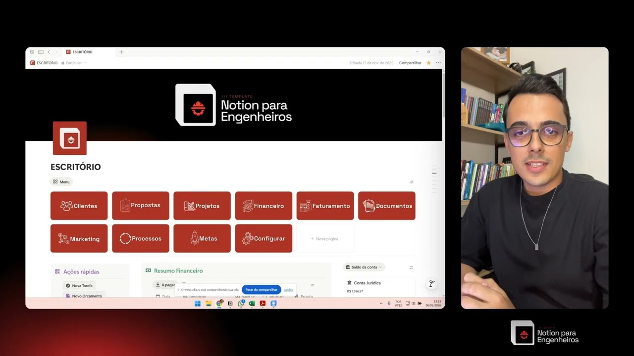 TEMPLATE DE NOTION PARA ENGENHEIROS E ARQUITETOS | Notion para Engenheiros