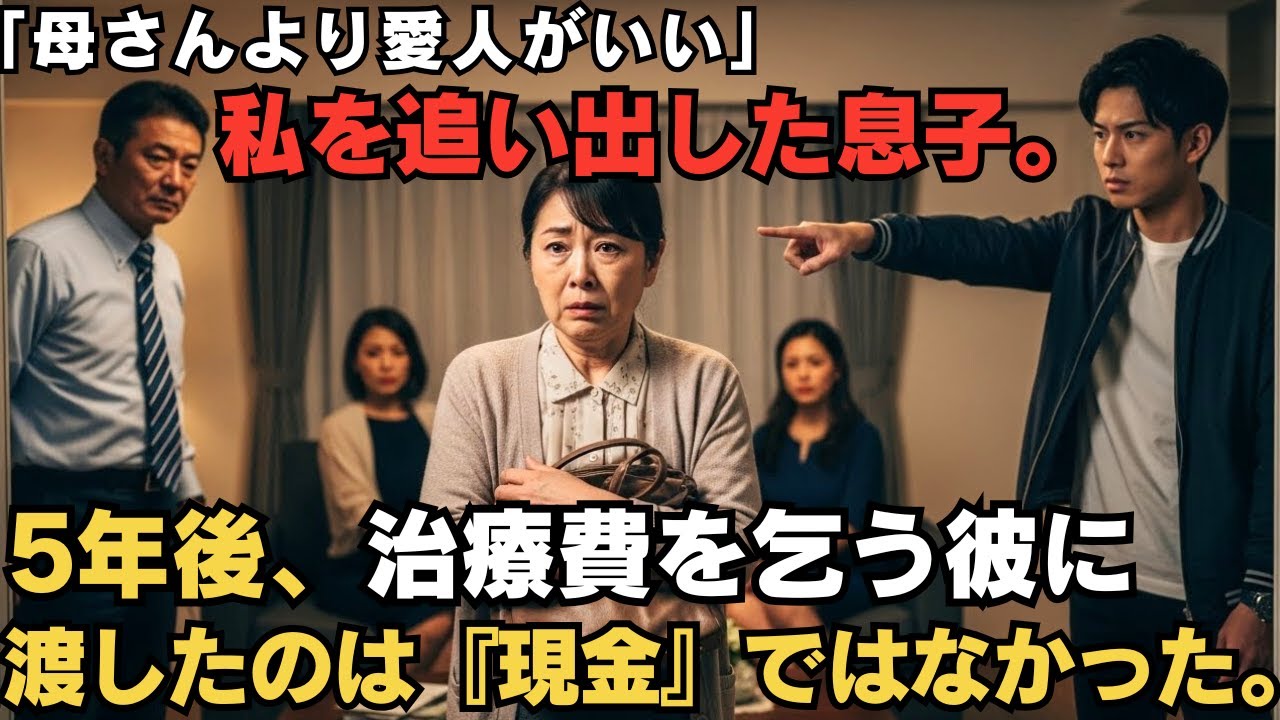 夫と愛人の味方をして私を追い出した息子。5年後、治療費を借りに来た彼に贈ったのは「因果応報」という本一冊。