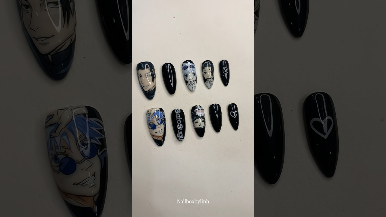 JUJUTSU KAISEN NAIL SET 🔥🔥🔥 #jujutsukaisen #nails #nails #nailart #pressonnails #gojosatoru