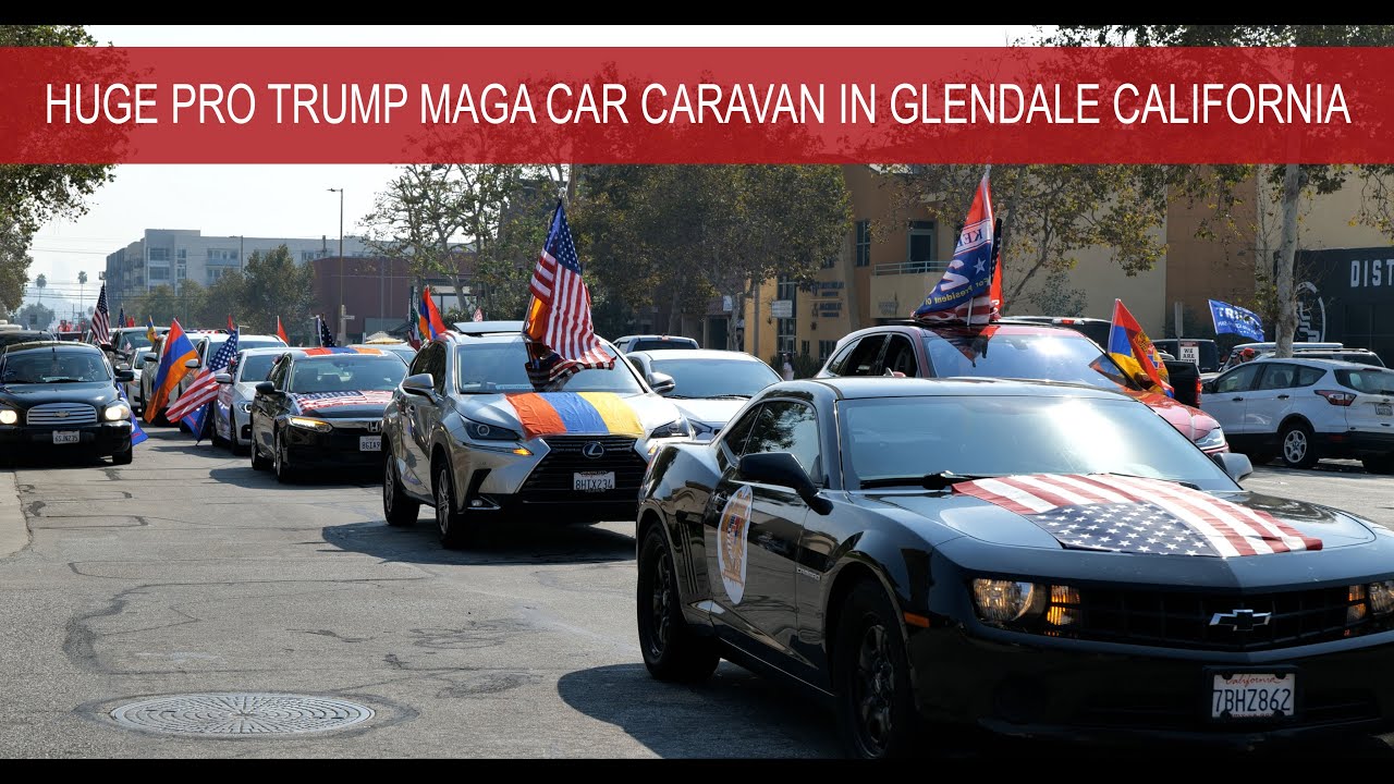 Huge MAGA Pro Trump Car Rally in Glendale California
