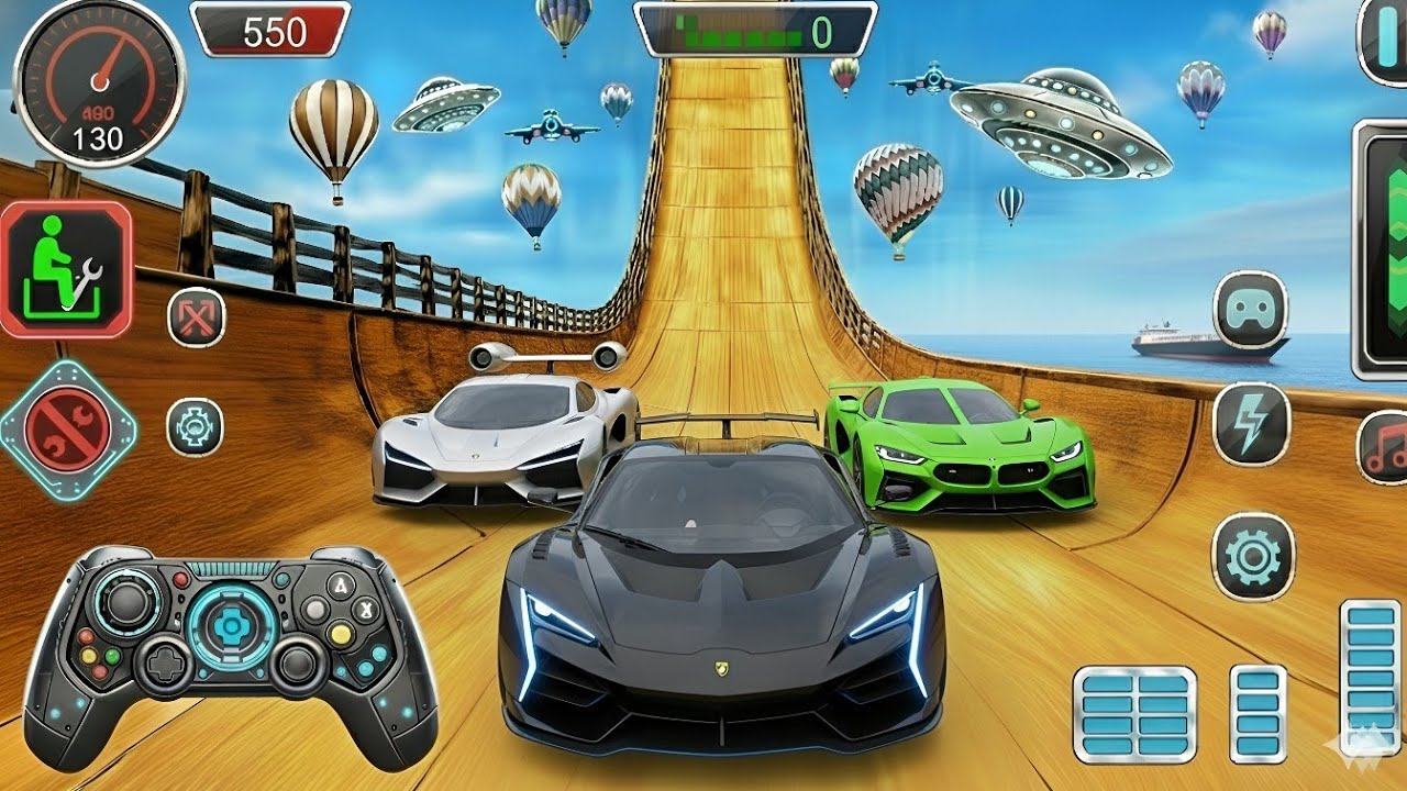 UFO RACING CHALLENGE! 🛸 Lambo vs Supercars on Impossible Mega Ramp | GT Car Stunt Master 🔥