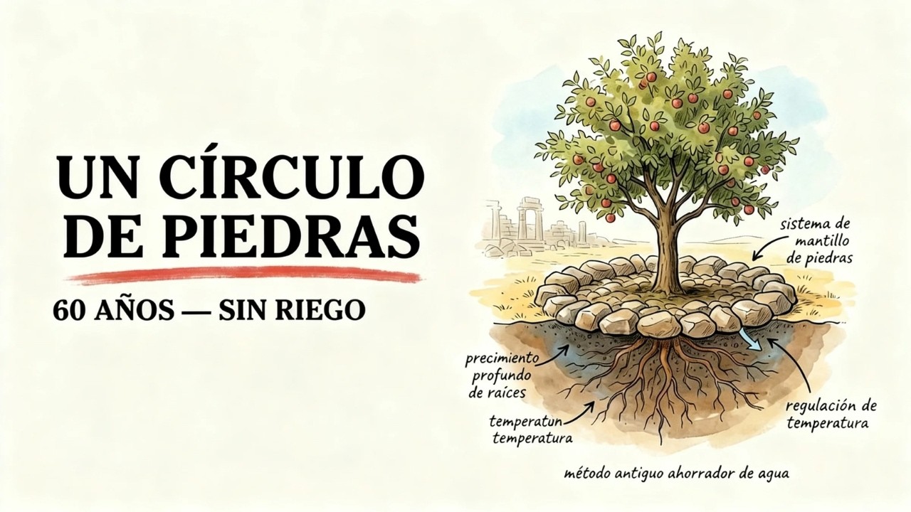 Un círculo de piedras = 60 años sin regar — Este árbol demostró lo que Roma sabía hace 2000 años