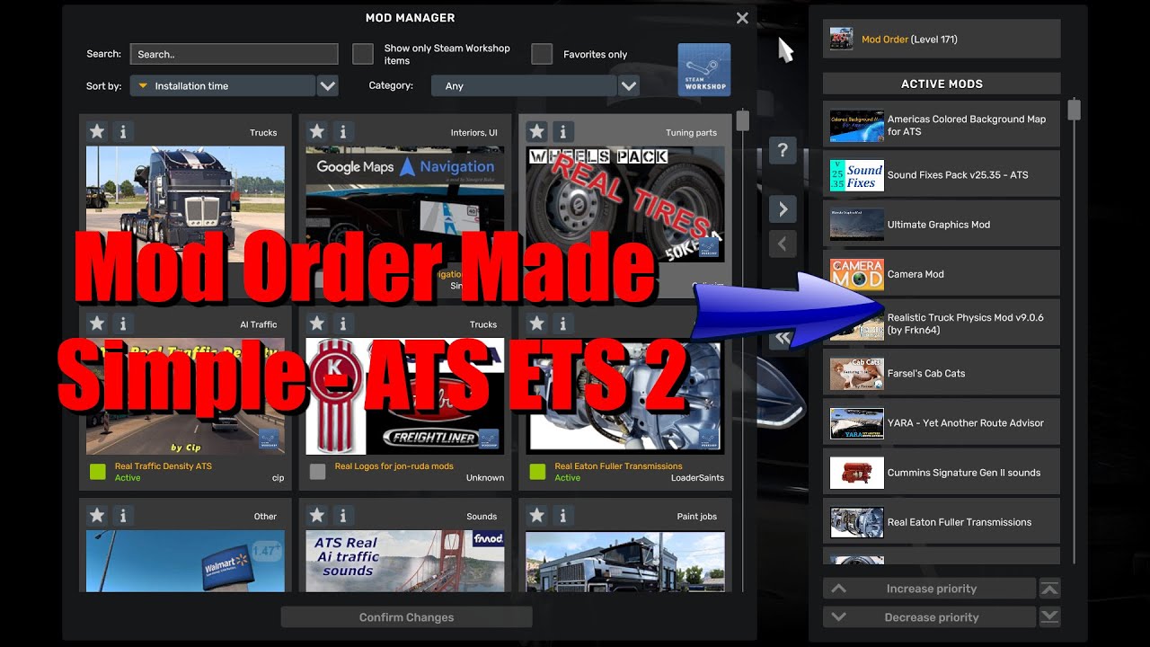 Mod Order for ATS ETS 2 V1.55 Simple To Understand.