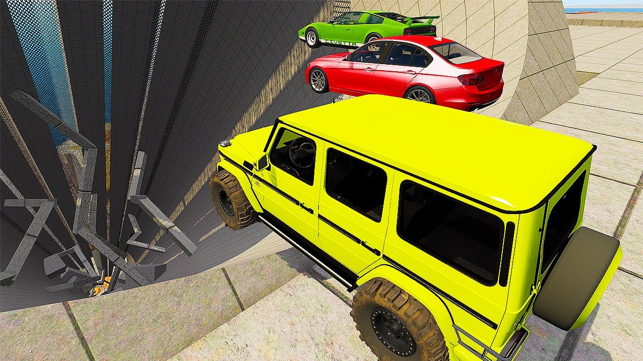 Cars VS Dangerous Fall Down The Ramp - BeamNG Drive