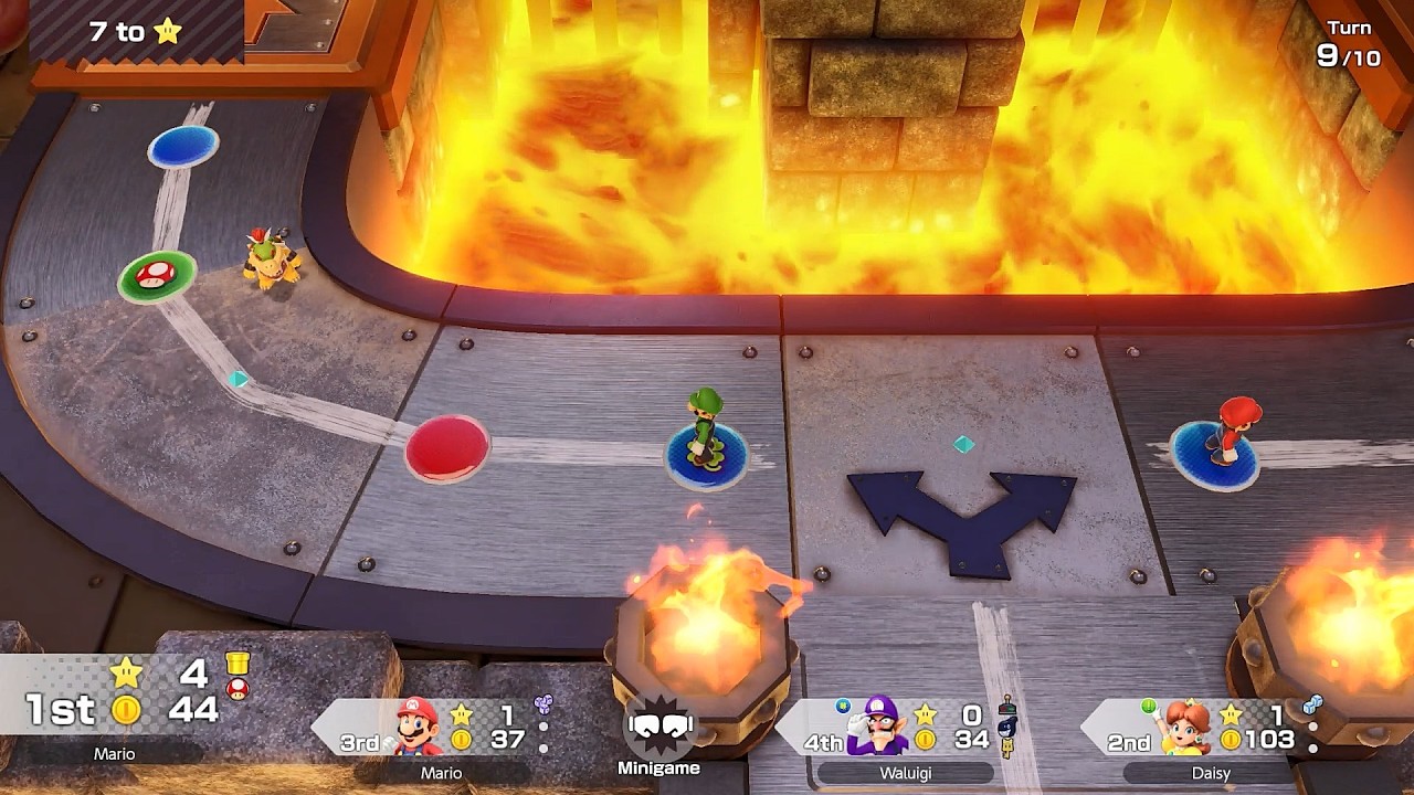 Super Mario Party Jamboree TV #47 King Bowser's Keep Luigi vs Mario vs Daisy vs Waluigi