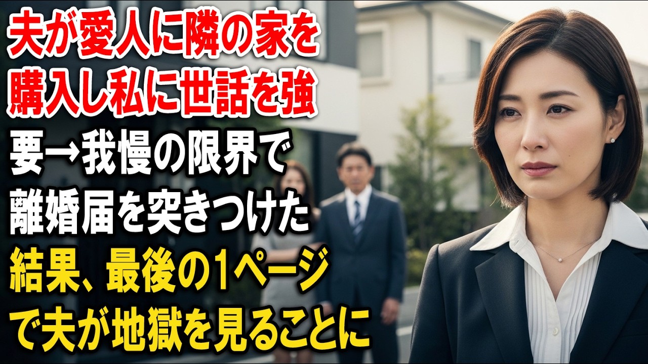 夫が愛人に隣の家を購入し私に世話を強要→我慢の限界で離婚届を突きつけた結果、最後の1ページで夫が地獄を見ることに