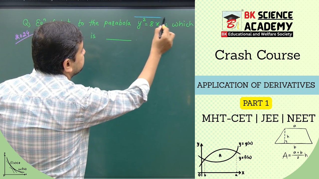 Application of Derivatives | Crash Course | MHT-CET | JEE | NEET | BK Science Academy