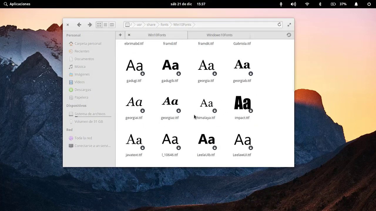 Todas las Fuentes de Windows 10 para GNU/Linux