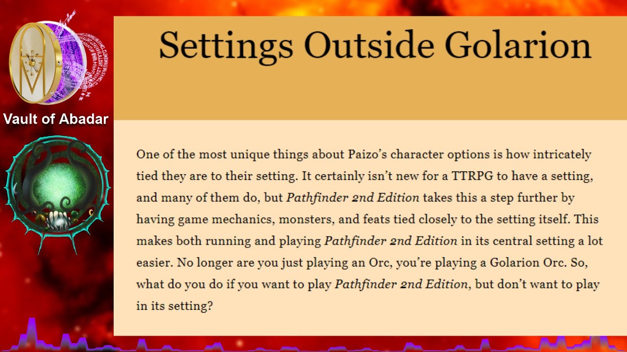 Settings outside Golarion by Vault of Abadar - GM Help - Eldritch Archive