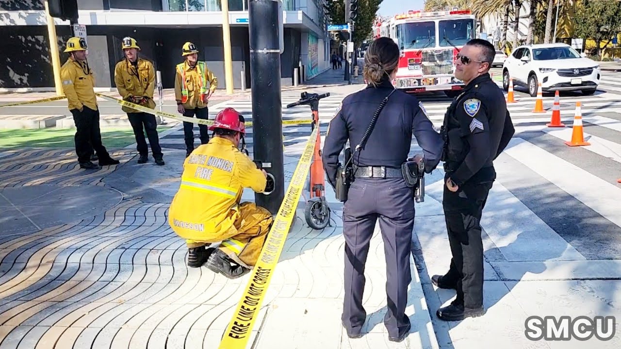 Up in Smoke: Santa Monica's Light Post Ignites, Sparking a Swift Responce by Police and Firefighter