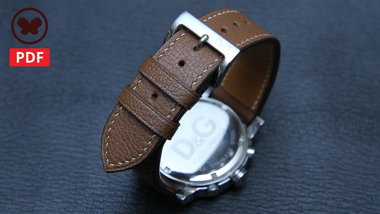 Make leather Watch strap (Free PDF Pattern): 가죽 시계 스트랩 만들기 (DIY / 가죽공예)