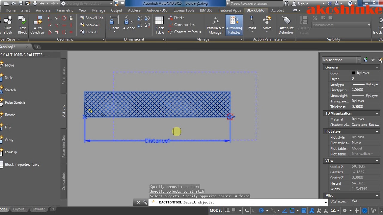 dynamic block stretch hatch in autocad