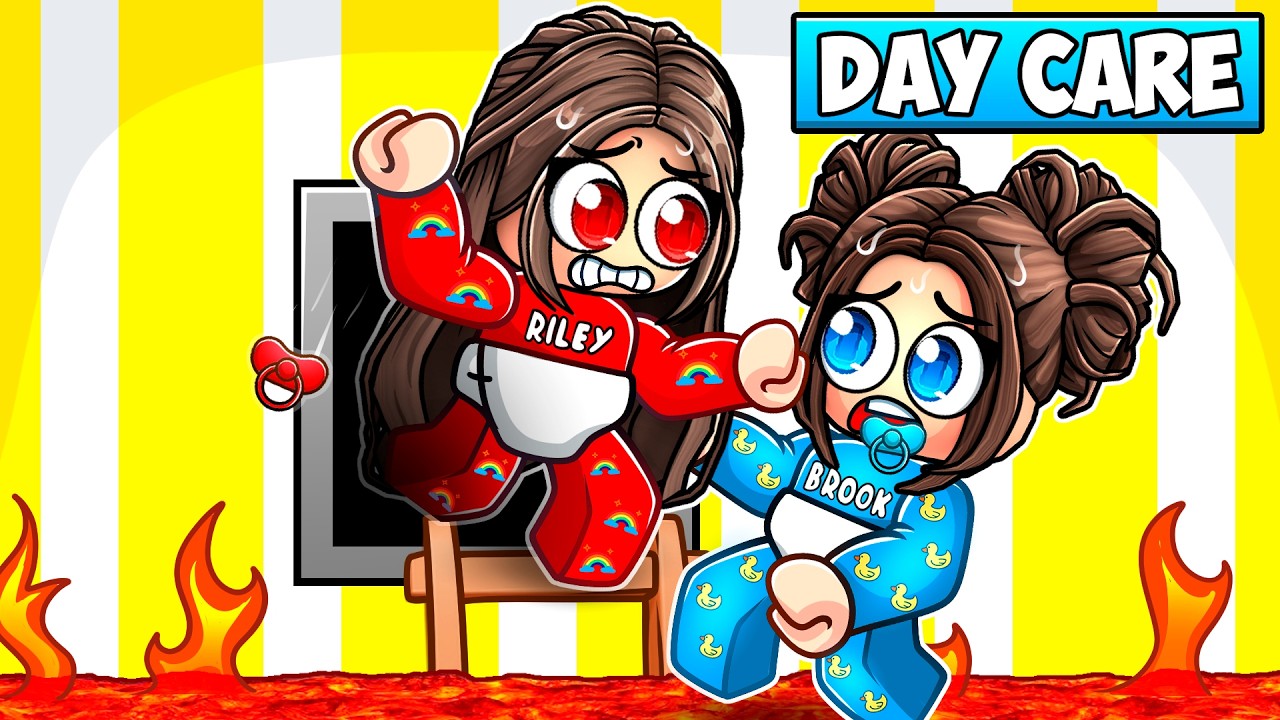 Брук и Райли сбегают из зловещего детского сада в Roblox!!