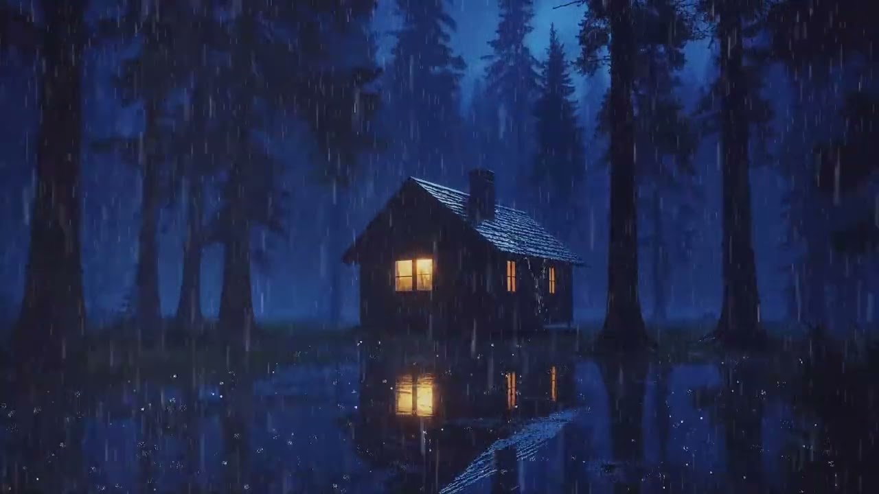 Cozy Rain Sounds for Sleep 🌧️| Deep Relaxation, Meditation & Night Rest | Cabin Ambience Night