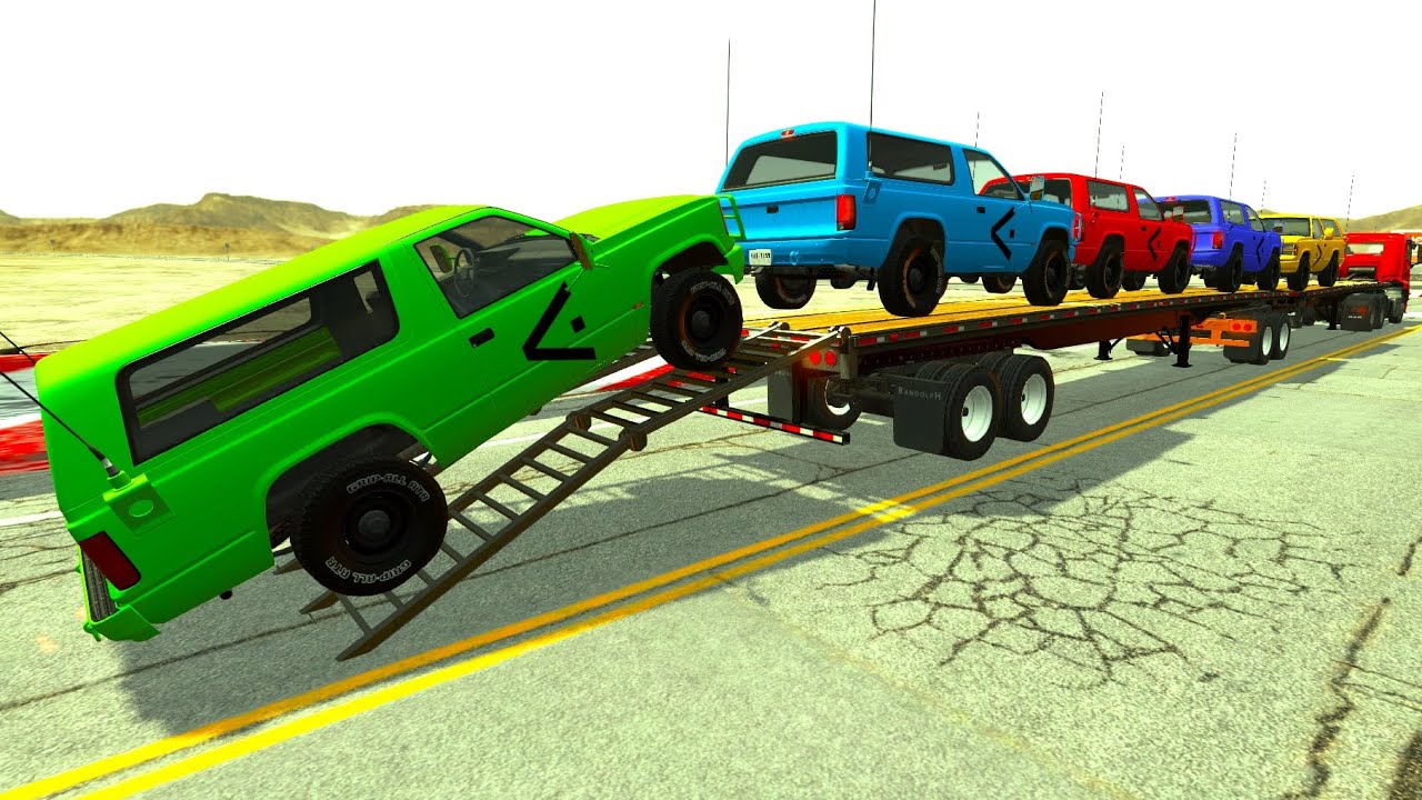 Flatbed Truck Mcqueen | Transportation with Truck - Pothole vs Car #3 - BeamNG.Drive
