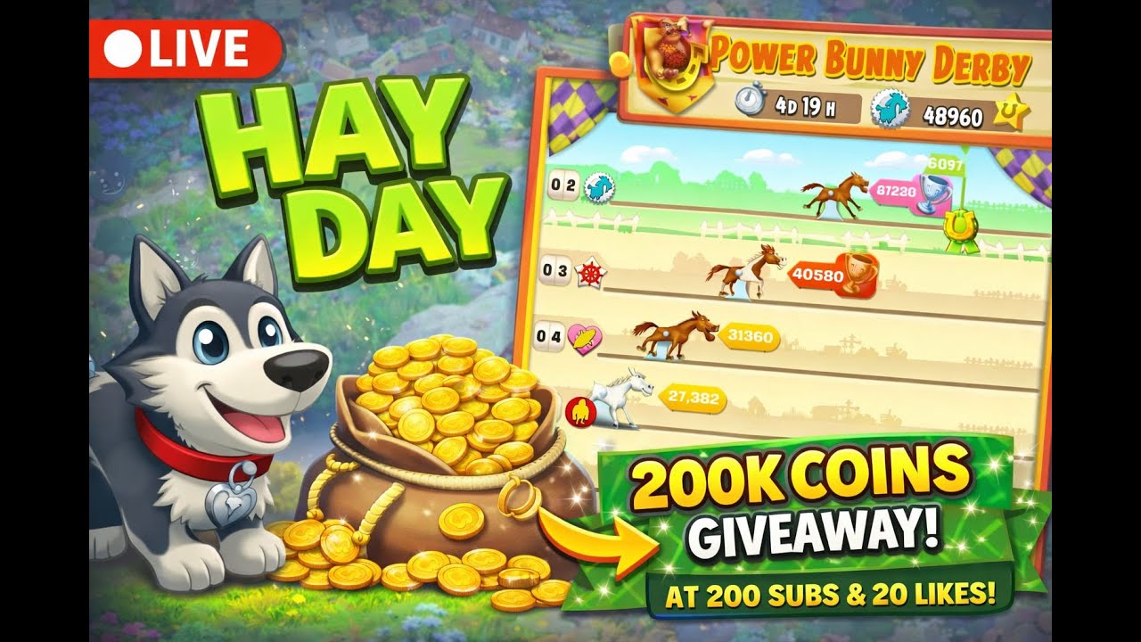 Hay Day LIVE 🌾 | Power Derby + Wheating | Chill Gameplay | 200K Coins Giveaway 🎁