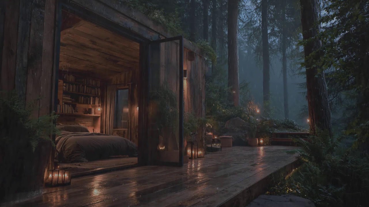 🌧️Rainy Night in a Forest Cabin Calming Rain Sounds for Deep Sleep & Relaxation