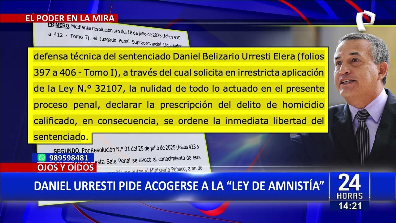 Daniel Urresti busca acogerse a la ley de amnistía para anular su condena de 12 años