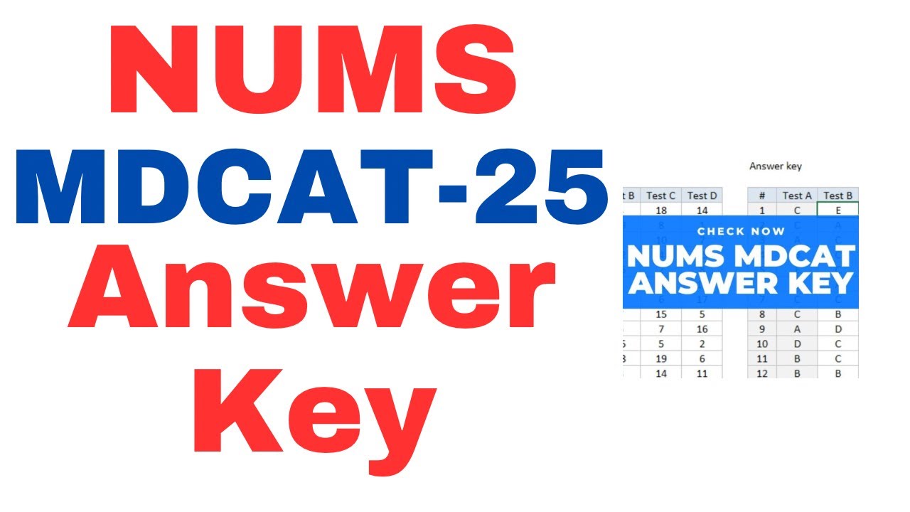 Ключ к ответам NUMS MDCAT 2025