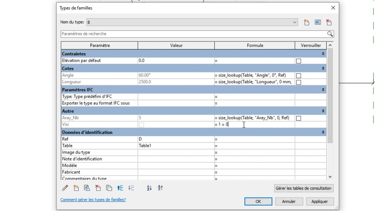 Revit Table de consultation Partie 4 : Paramètre de visibilité