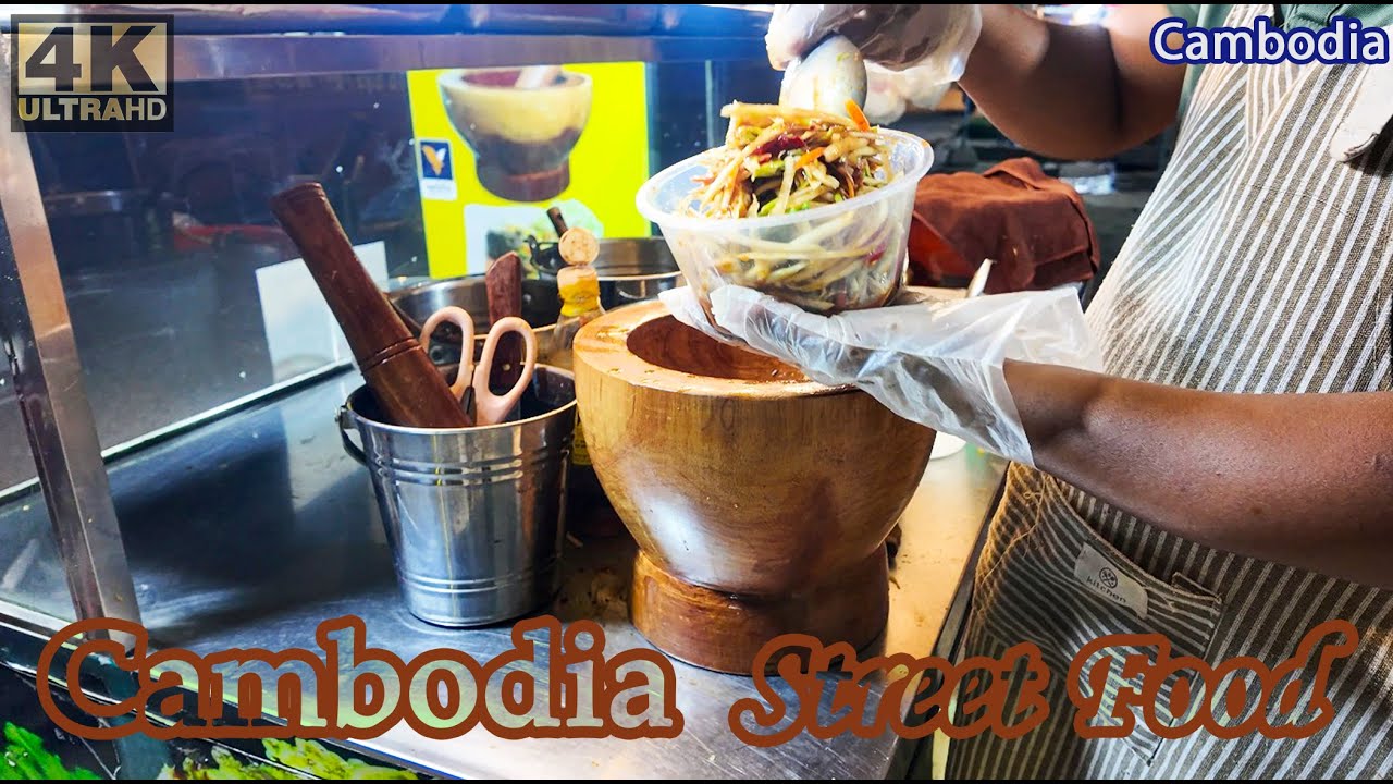 So Famous ! Popular BOK LAHONG Khmer Papaya Salad in CountrySide View, Cambodian Street Food #12