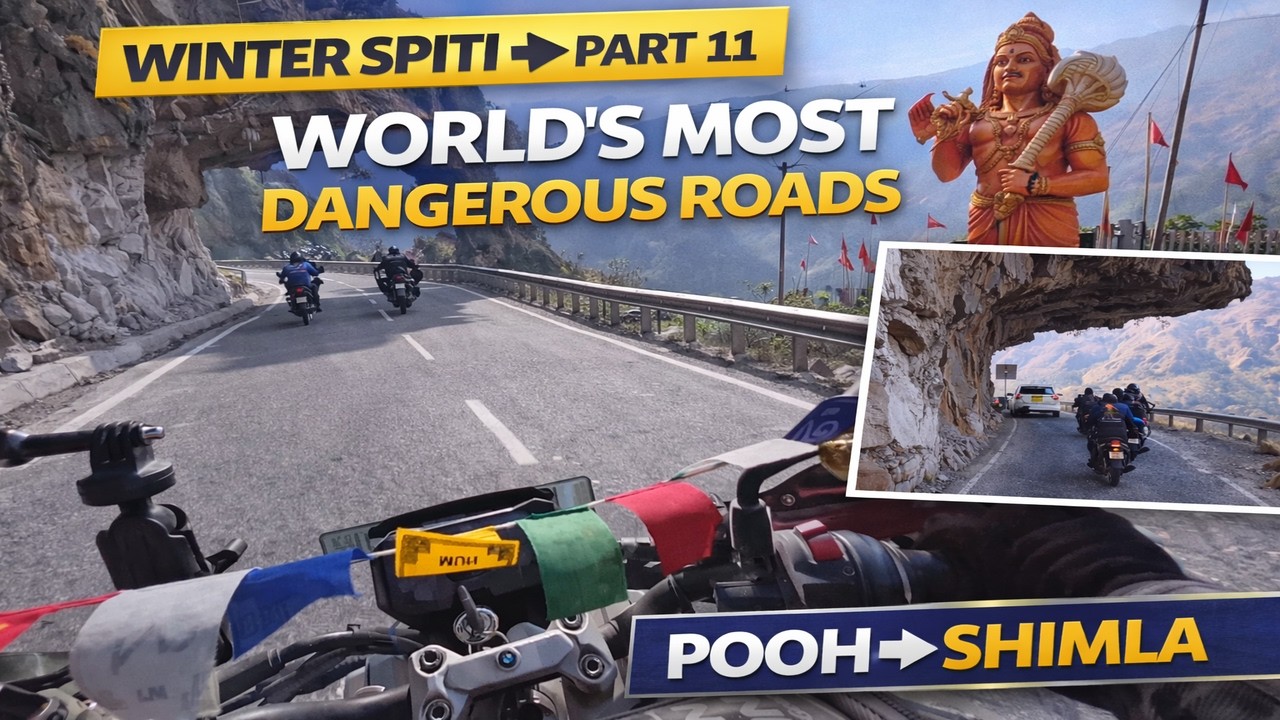 World’s Most Dangerous Roads 😱 | Pooh to Shimla Bike Ride | Winter Spiti Part 11