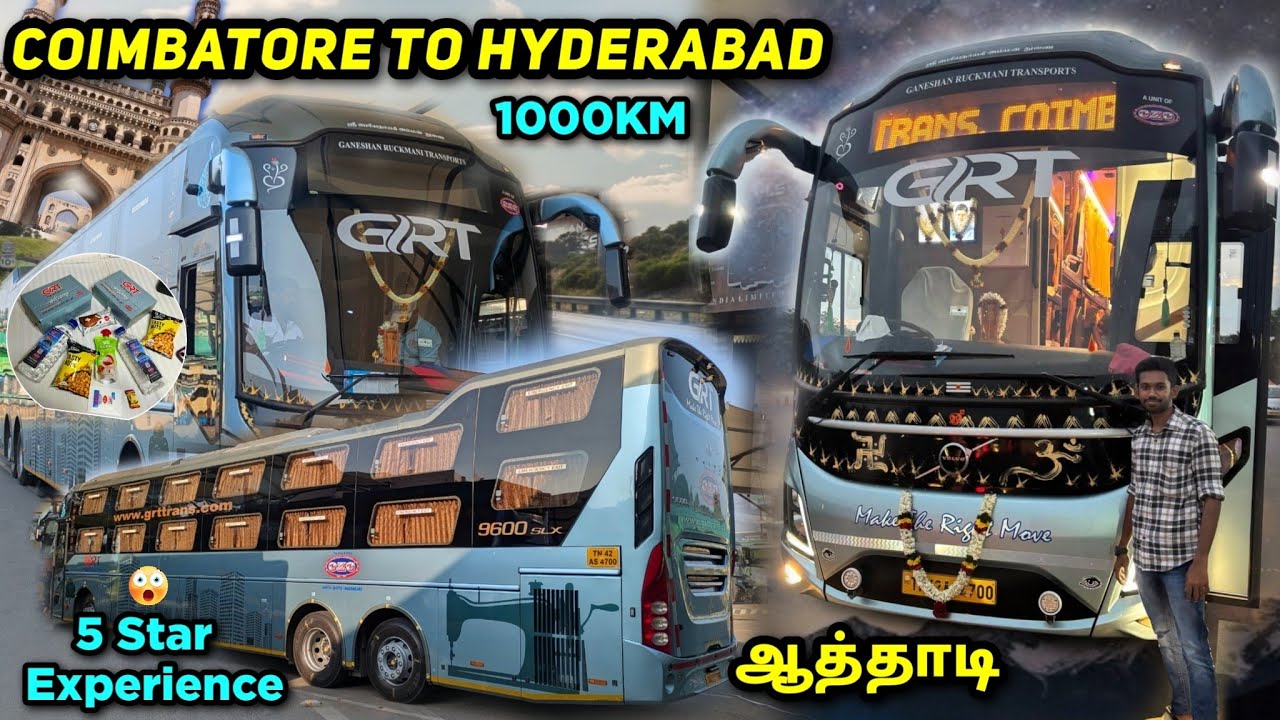 🥵1000KM அடேங்கப்பா GRT Travels New Volvo 9600 Slx!! Coimbatore to Hyderabad Volvo Bus Review!!