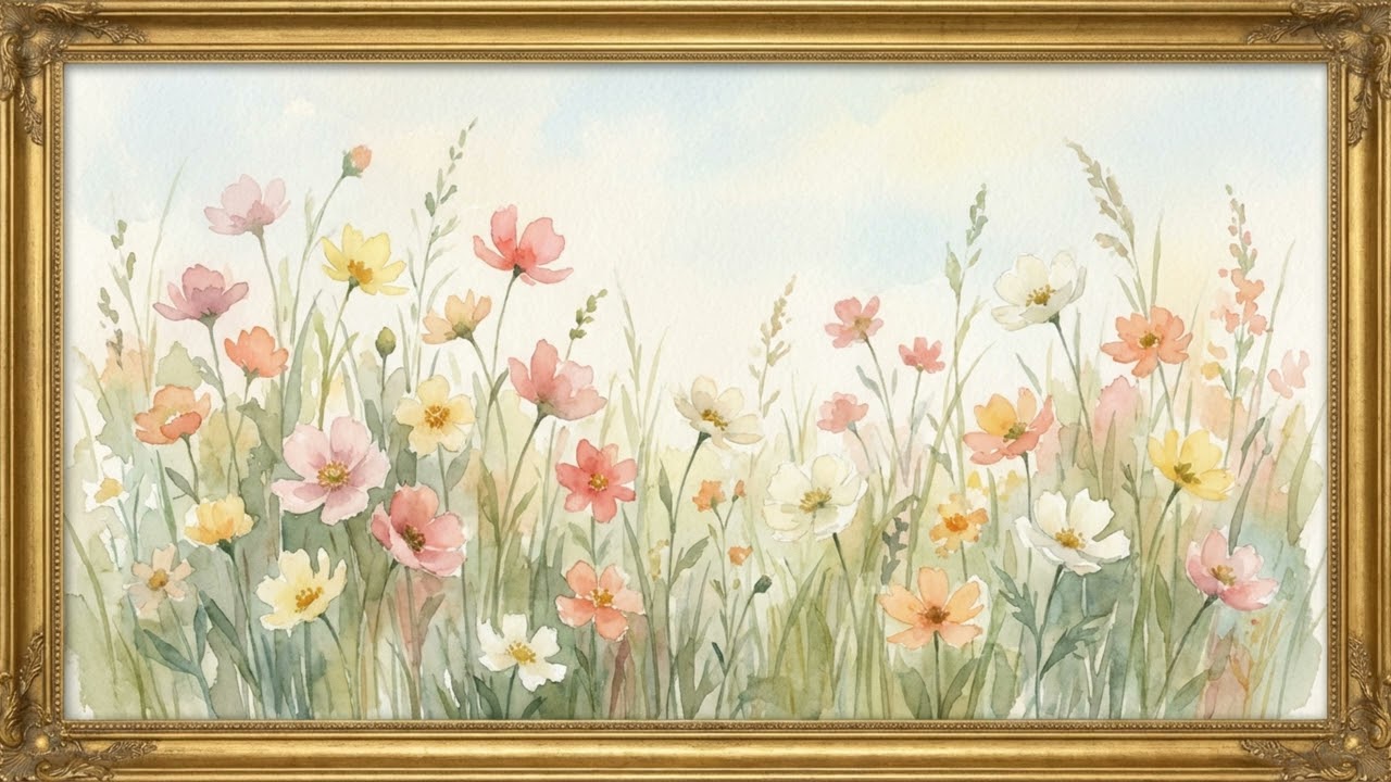 4K TV Art: Dreamy Watercolor Wildflower Meadow | Spring Manifest Frame Screensaver