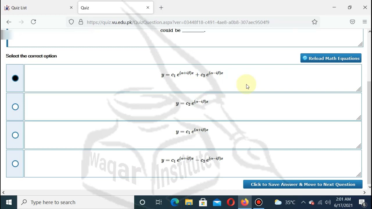 MTH401 quiz 2 spring 2021 by Waqar Institute | live quiz