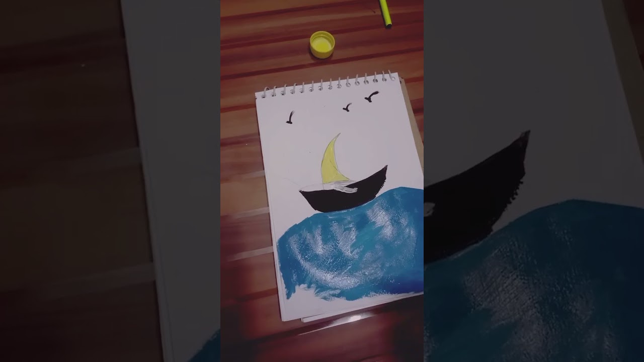 How to✏️draw a cute ⛵ Boat#trending#art#shortsfeed#youtubeshorts#painting#viral#boat#easydrawing#art