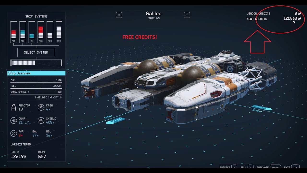 STARFIELD Credit GLITCH - Ship Vendor Jemison Glitch (Free ship upgrades and purchases) 💰