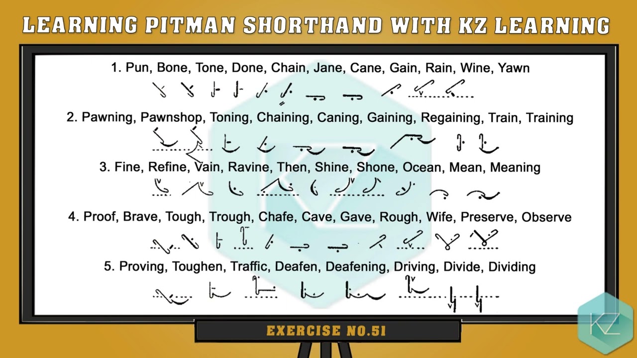 Exercise No.51 (N and F Hooks) - Pitman Shorthand Dictation - KZ Learning #shorthand