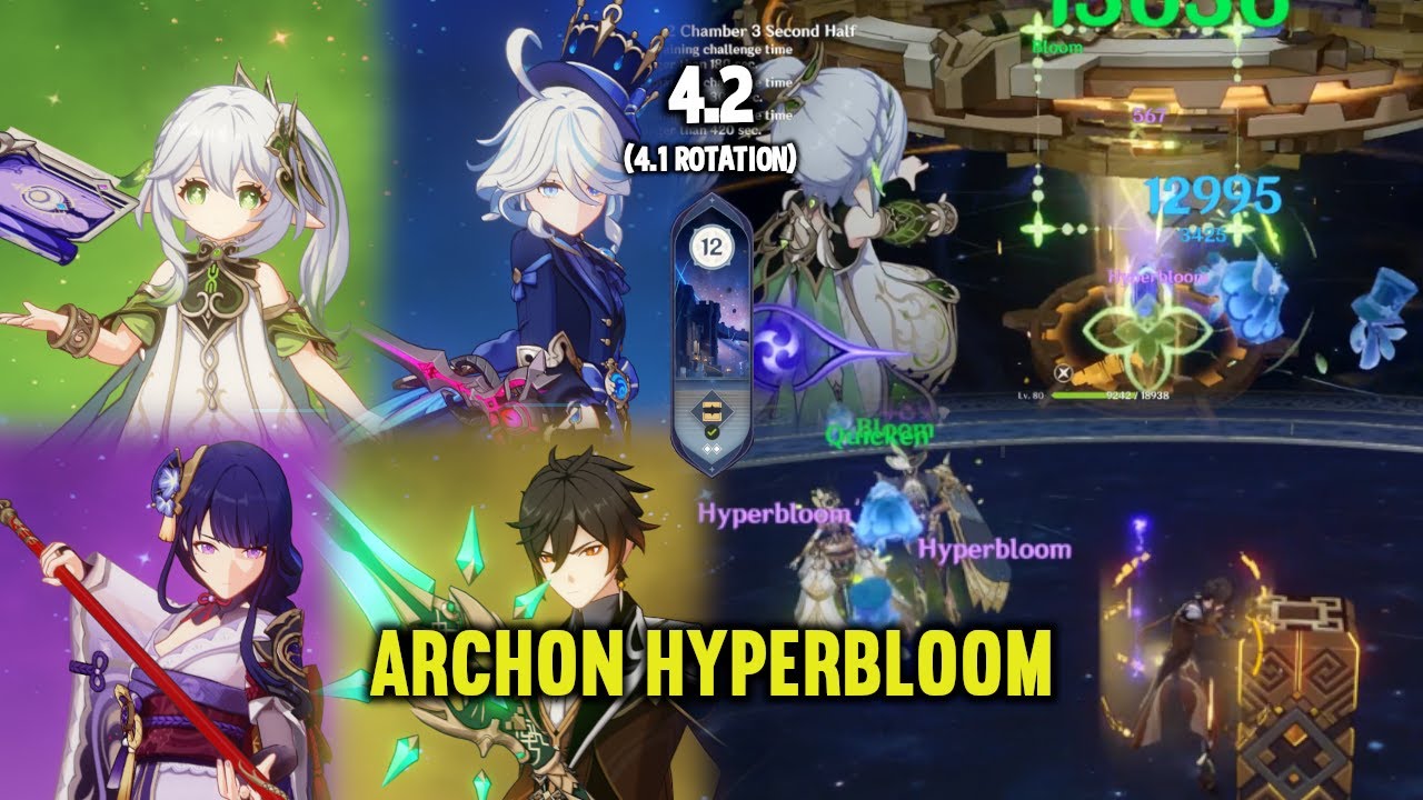 AFK ARCHON HYPERBLOOM TEAM | 4.2 Spiral Abyss Floor 12 (4.1 Rotation) | Genshin Impact
