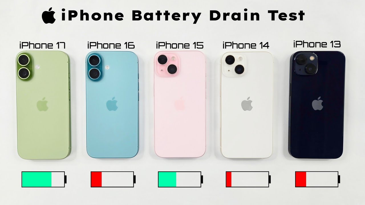 Apple iPhone 17 vs 16 vs 15 vs 14 vs 13 - iOS 26.3 Battery Test